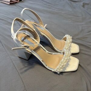 White pearl heels